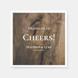 Serviette En Papier Boissons sur nous Bravo! Mariage rustique en bois