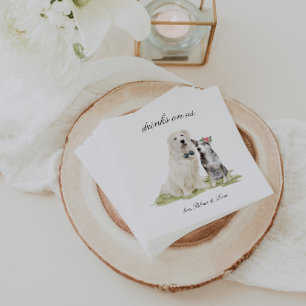 Serviette En Papier Boissons Sur Nous   Cute Mariage chien animal