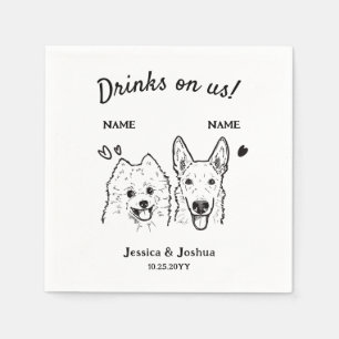 Serviette En Papier Boissons Sur Nous Mariage Chien Cocktail