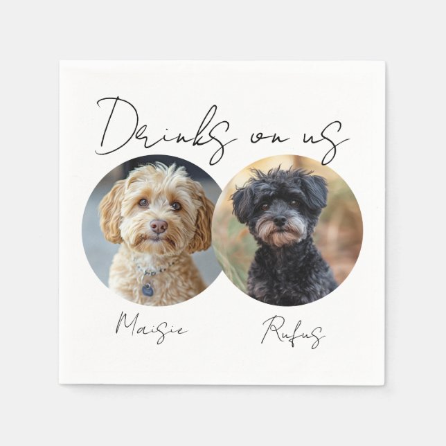Serviette En Papier Boissons sur nous Pet Dog 2 Mariage photo (Devant)