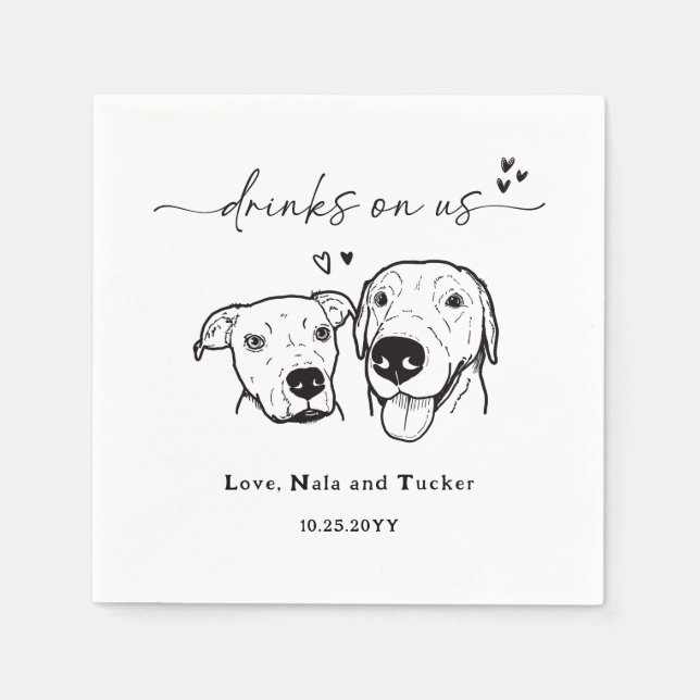 Serviette En Papier Boissons Sur Nous Retriever Terrier Chien Mariage (Devant)