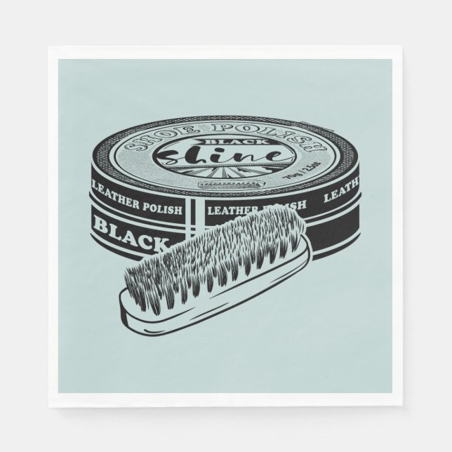 Serviette En Papier Boite de cirage à chaussures noires (Devant)
