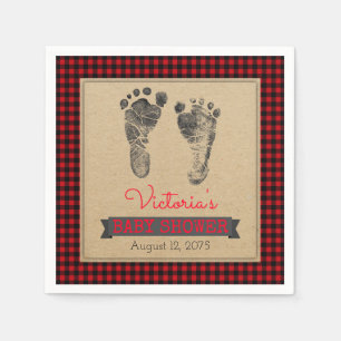 Serviette En Papier Boîtes de bison de bûcheron plaid Baby shower serv