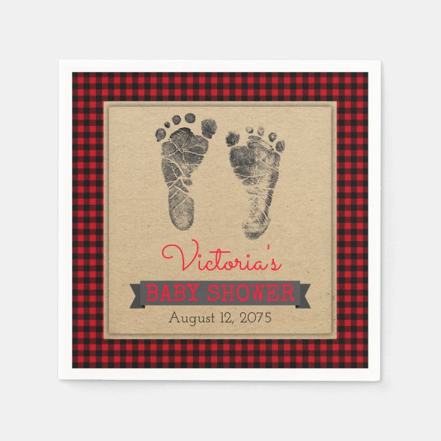 Serviette En Papier Boîtes de bison de bûcheron plaid Baby shower serv (Devant)