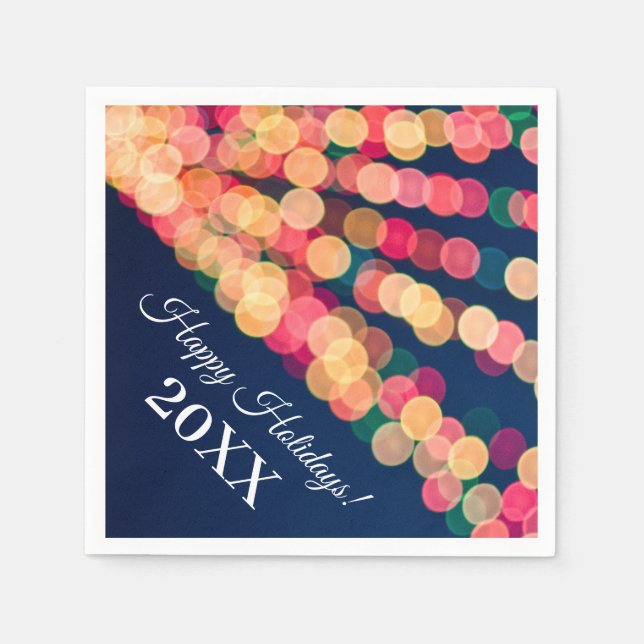 Serviette En Papier Bokeh Tree Lights, Noël (Devant)