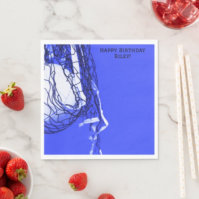 Serviette En Papier Bold Blue Birthday Net & Volleyball (En situation)