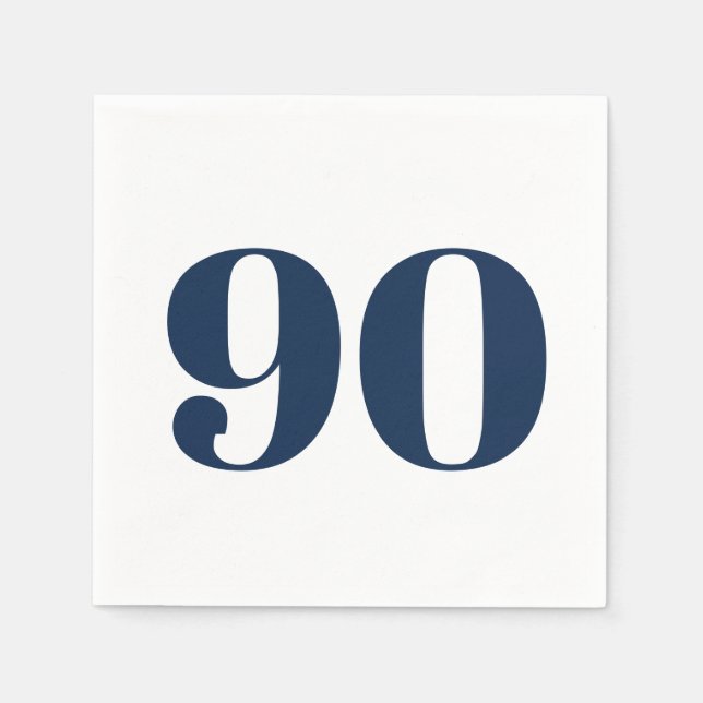 Serviette En Papier Bold Navy Ninetieth Anniversaire Cocktail Napkins (Devant)