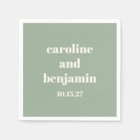 Bold Sage Green Chic Mariage moderne Personnalisé