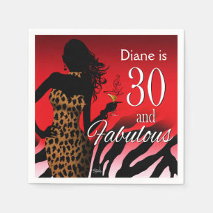 Serviette En Papier Bombshell Leopard 30e anniversaire   rouge