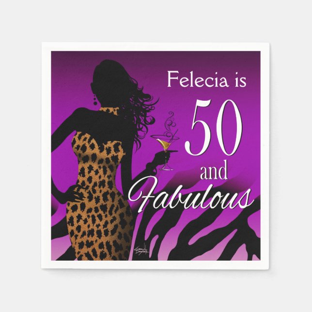 Serviette En Papier Bombshell Leopard 50e anniversaire | pourpre (Devant)