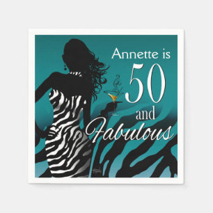Serviette En Papier Bombshell Zebra 50e anniversaire   sarcelle
