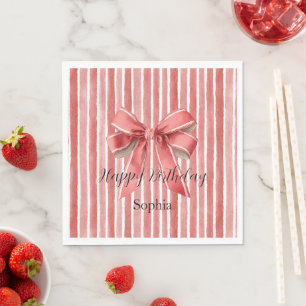 Serviette En Papier Bon Anniversaire Arc-en-ciel Rayures Bâton de Bonb