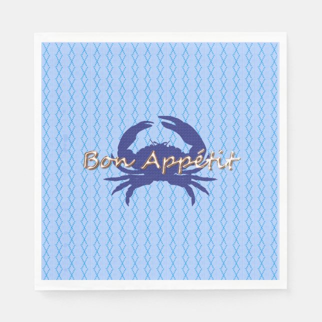 Serviette En Papier Bon-appétit—BLEUE_Crab-diamant—Célébrer (Devant)