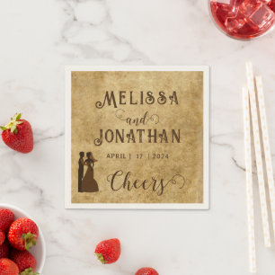 Serviette En Papier Bon appétit de mariage marron rustique vintage