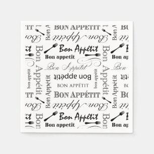 Serviette En Papier Bon Apppetit Classic Black and White Pattern