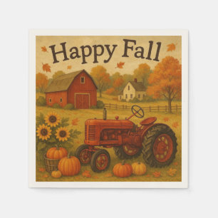 Serviette En Papier Bon automne tracteur classique et ferme