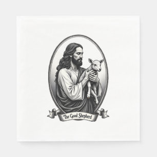 Serviette En Papier Bon Pasteur Jésus Gravure Vintage Chemise de Foi
