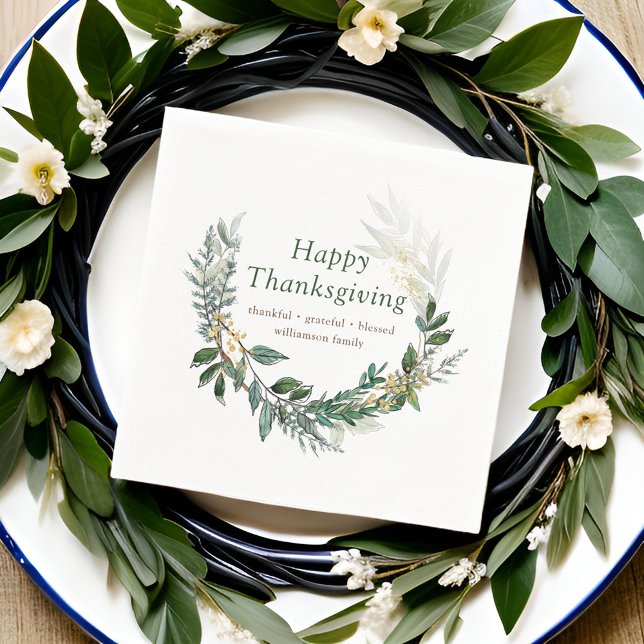 Serviette En Papier Bon thanksgiving Aquarelle Chute Folithe Wreath (Créateur téléchargé)