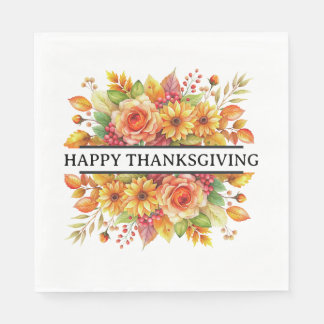 Serviette En Papier Bon thanksgiving Automne Botanique Orange Jaune