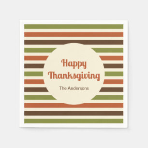 Serviette En Papier Bon thanksgiving Automne Couleurs Rayures