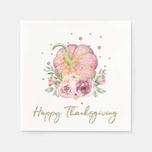 Serviette En Papier Bon thanksgiving Citrouille Pink Gold Napkins