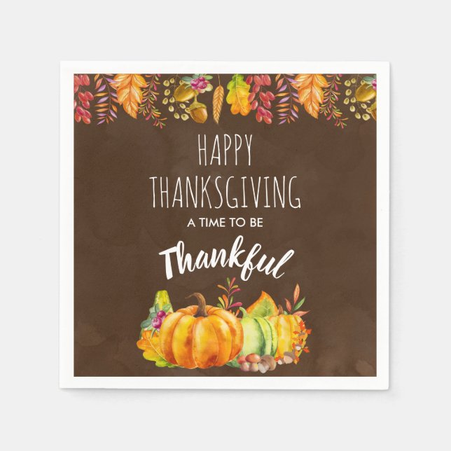 Serviette En Papier Bon thanksgiving Citrouilles et feuillage d'automn (Devant)