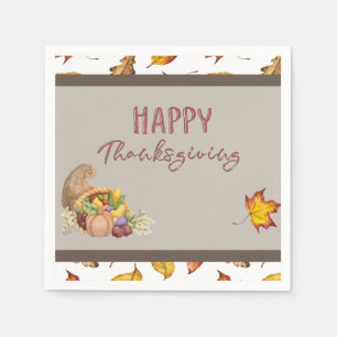 Serviette En Papier Bon thanksgiving Cornucopia Panier Feuilles d'auto