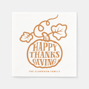 Serviette En Papier Bon thanksgiving de lettres Citrouille orange