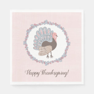 Serviette En Papier Bon thanksgiving de Turquie rose Whimsical