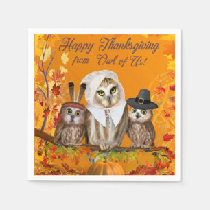 SERVIETTE EN PAPIER BON THANKSGIVING DU HIBOU DES USA !