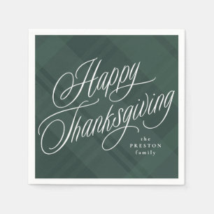 Serviette En Papier Bon thanksgiving élégant chute verte plaid