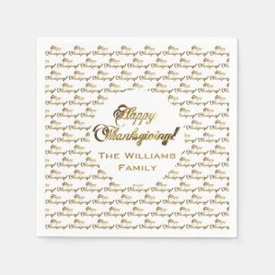 Serviette En Papier Bon thanksgiving Élégant Faux Gold Foil Script