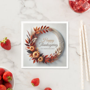 Serviette En Papier Bon thanksgiving moderne Floral Wreath Custom