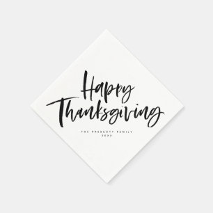 Serviette En Papier Bon thanksgiving noir et blanc