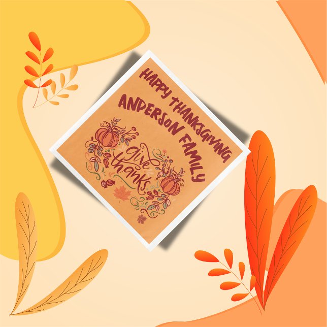 Serviette En Papier Bon thanksgiving Nom monogramme | (Créateur téléchargé)