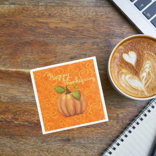 Serviette En Papier Bon thanksgiving Orange et Jaune