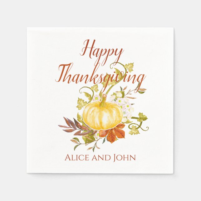 Serviette En Papier Bon thanksgiving papier serviettes personnalisées (Devant)