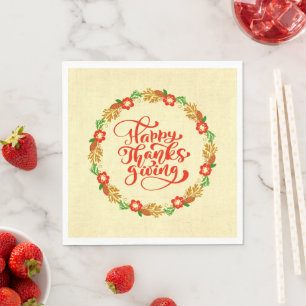 Serviette En Papier Bon thanksgiving Red Gold Wreath Luncheon
