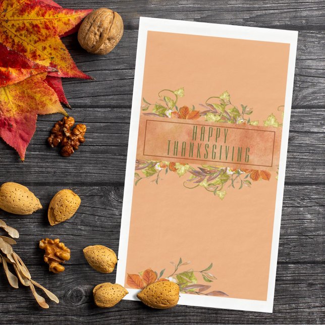 Serviette En Papier Bon thanksgiving Rustique Feuilles d'automne (Créateur téléchargé)