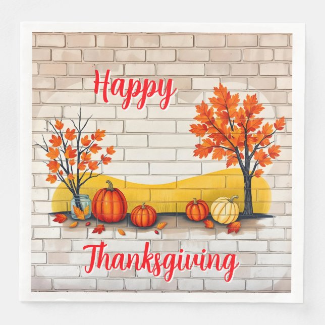 Serviette En Papier Bon thanksgiving tendance Belle automne (Devant)