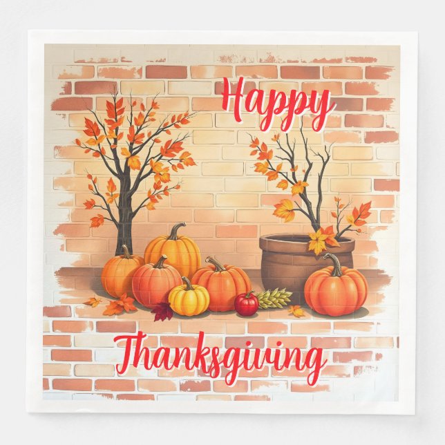 Serviette En Papier Bon thanksgiving tendance belle automne (Devant)