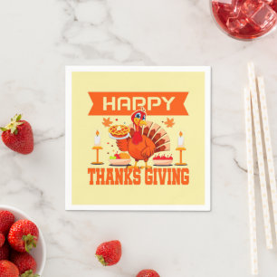 Serviette En Papier Bon thanksgiving Turquie avec tarte petite