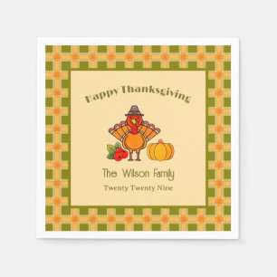 Serviette En Papier Bon thanksgiving Turquie Citrouille En vichy Motif