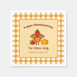 Serviette En Papier Bon thanksgiving Turquie Citrouille En vichy Motif