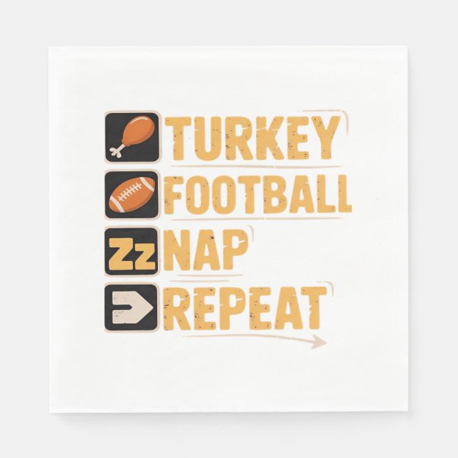 Serviette En Papier Bon thanksgiving Turquie Football Nap Repeat Funn (Devant)