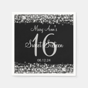 Serviette En Papier Bonbon élégant argent de 16 étincelles de fête