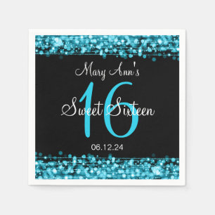 Serviette En Papier Bonbon élégant turquoise de 16 étincelles de f