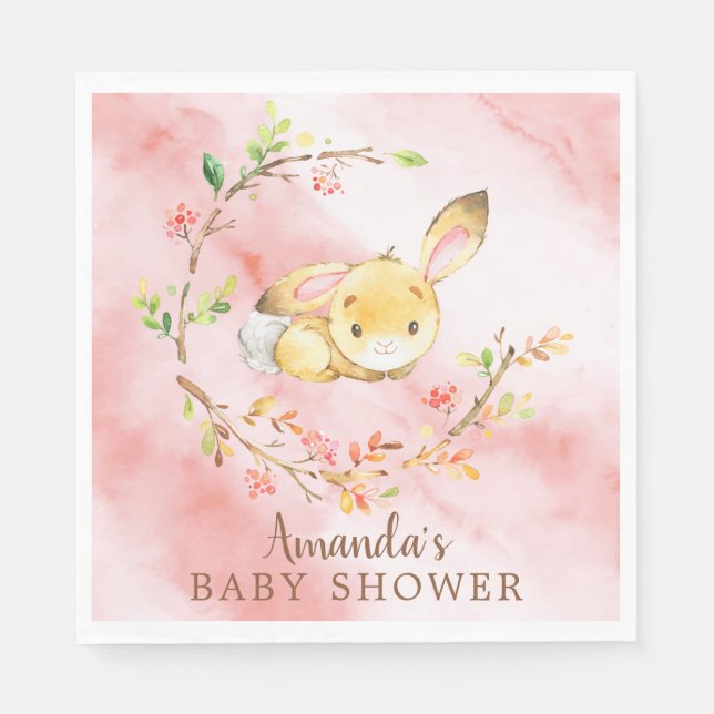 Serviette En Papier Bonbonnes filles lapin Baby shower Papier serviett (Devant)