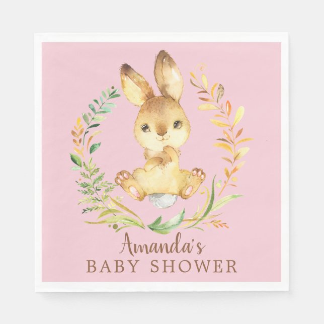 Serviette En Papier Bonbonnes filles lapin Baby shower Papier serviett (Devant)