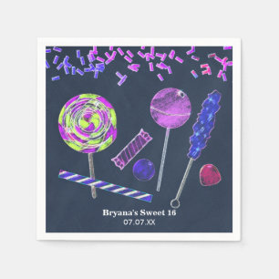 Serviette En Papier Bonbons de Terre de Chalkboard Sucreries Craie Gri